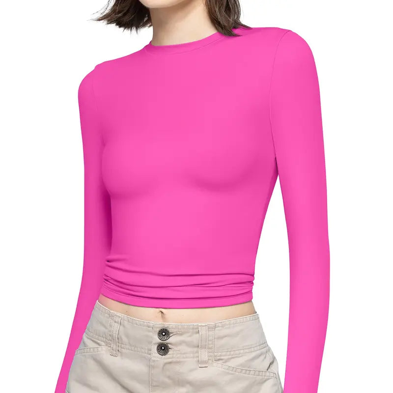 VISSONG Women’s Everyday Fitted Crewneck Long-Sleeve Top