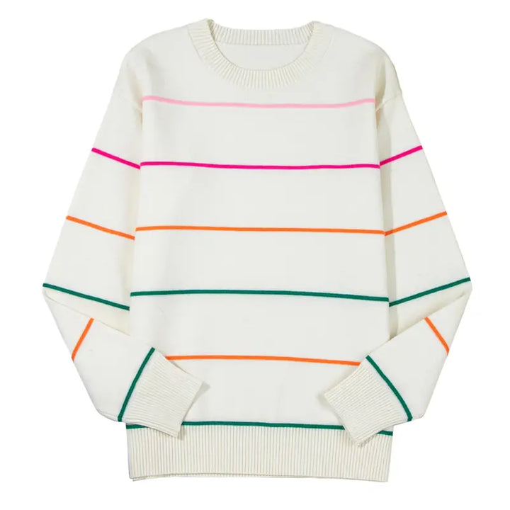 Women’s Multicolor Stripe Relaxed Crewneck Sweater