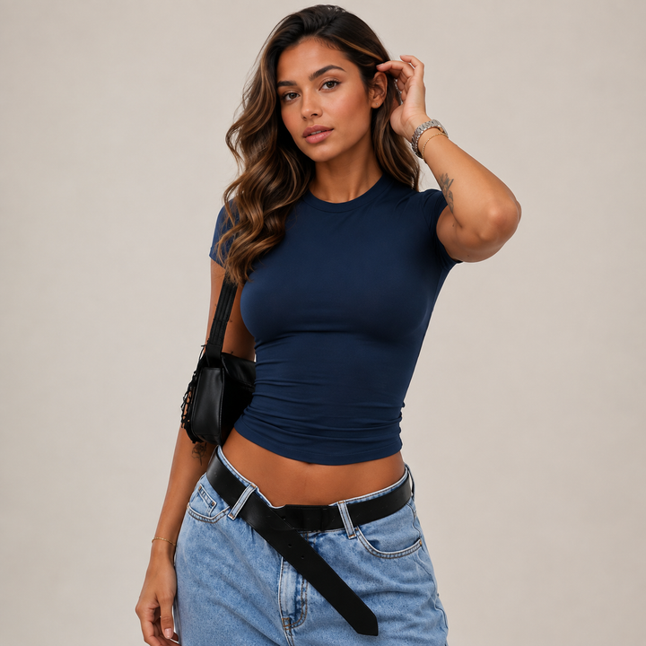 Essential Fitted Crew Neck Short Sleeve Top