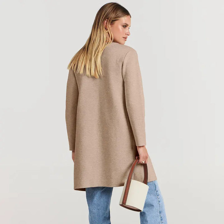 VISSONG Women’s Wide-Lapel Open-Front Pocket Coat