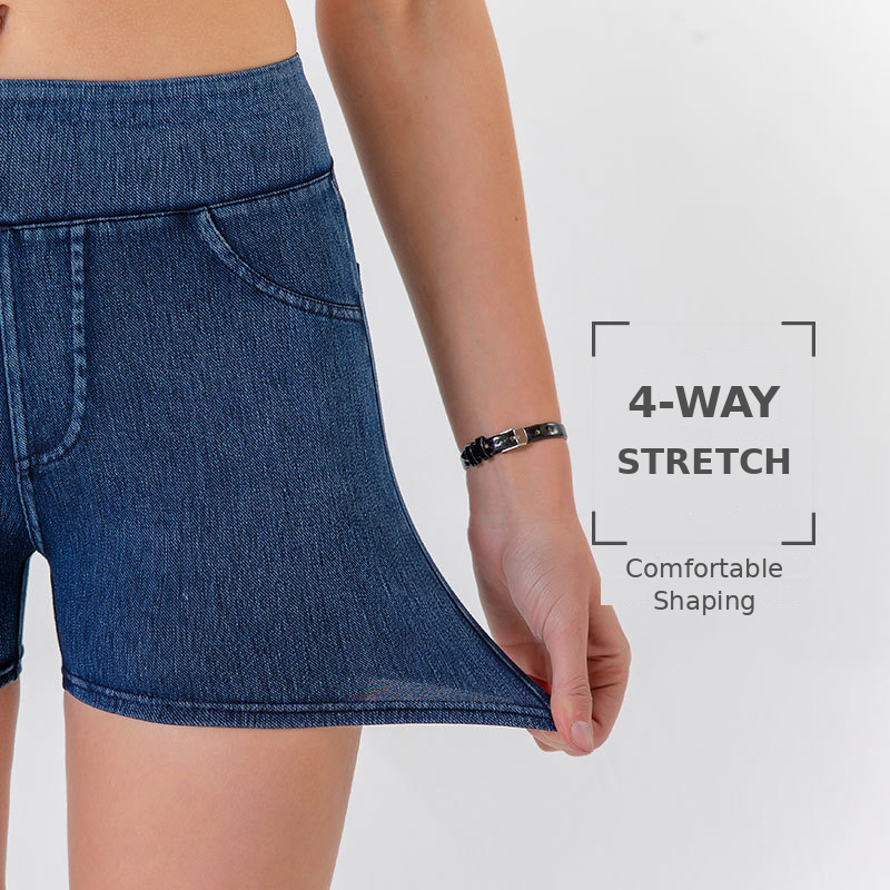 VISSONG Women’s High-Waist Pull-On Stretch Denim Shorts
