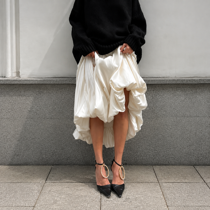 Flowing Satin A-Line Maxi Skirt