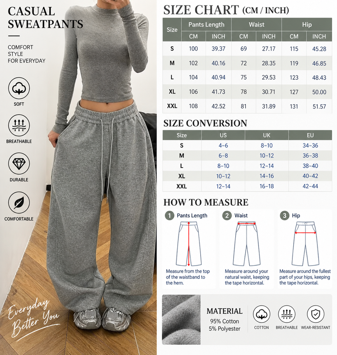 VISSONG Curved-Seam Wide-Leg Sweatpants
