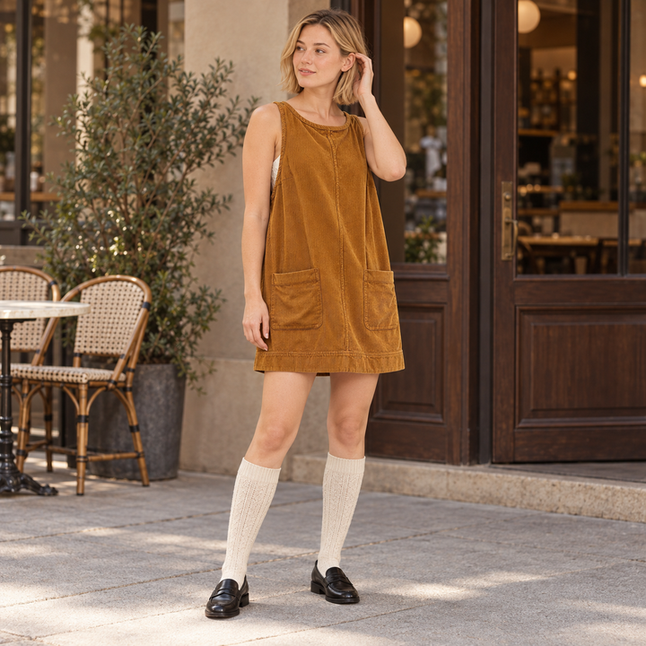 VISSONG Women’s Textured Double-Pocket Shift Dress