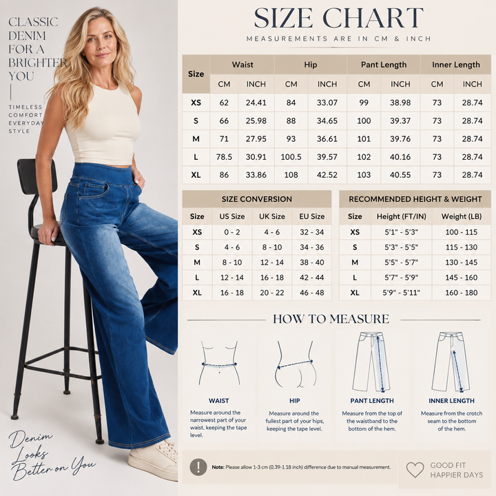 VISSONG Women’s Comfort-Waist Pull-On Wide-Leg Jeans
