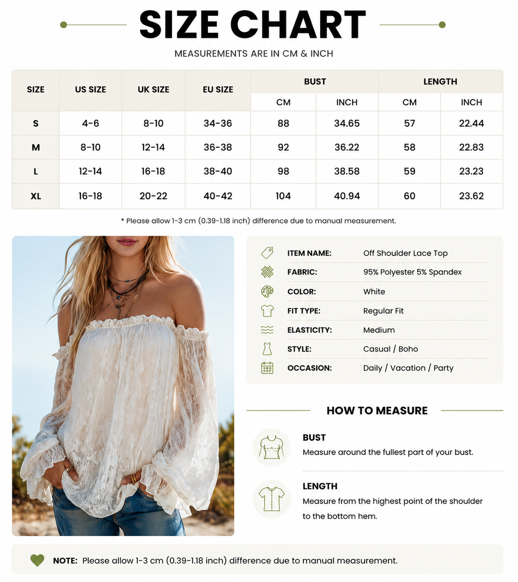 Bohemian Off Shoulder Lace Top