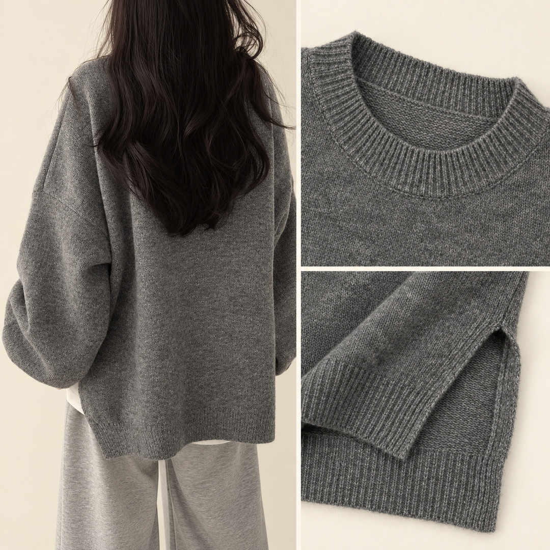 VISSONG Women’s Oversized Balloon-Sleeve Side-Slit Sweater