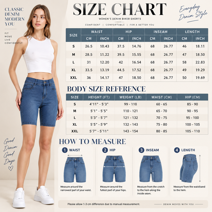 VISSONG Women’s Crossover Waist Denim Biker Shorts