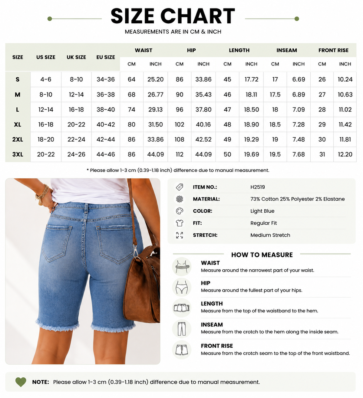Casual Frayed Denim Bermuda Shorts