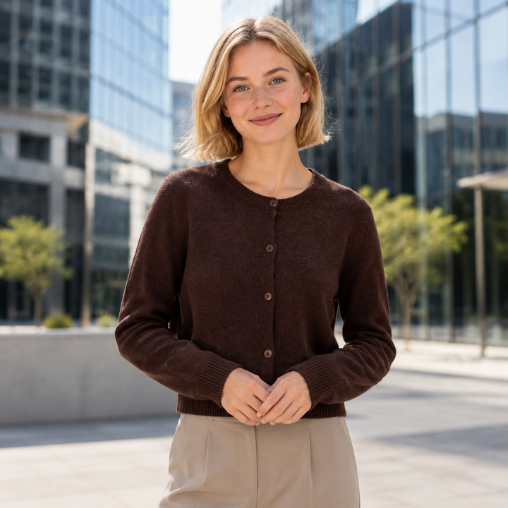 Soft-Texture Button-Front Cardigan
