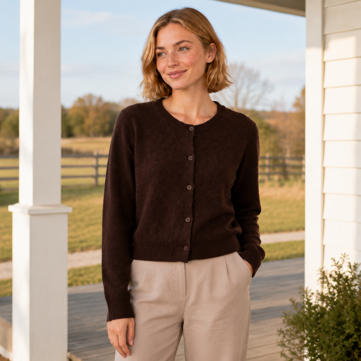 Soft-Texture Button-Front Cardigan
