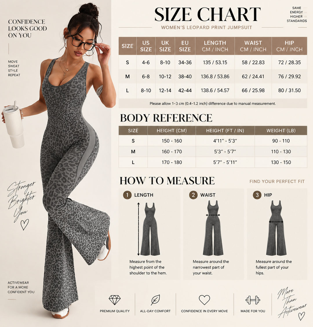 VISSONG Women’s Leopard Print Flare Leg Jumpsuit