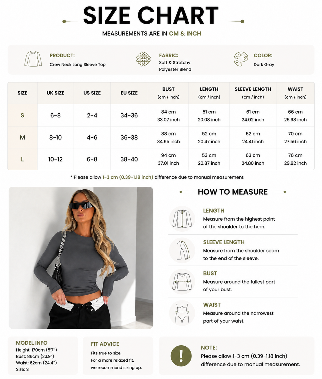 Soft Long Sleeve Crew Neck Crop Top