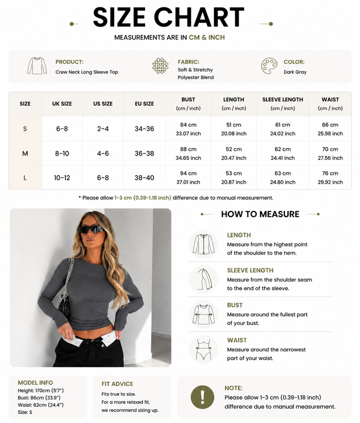 Soft Long Sleeve Crew Neck Crop Top