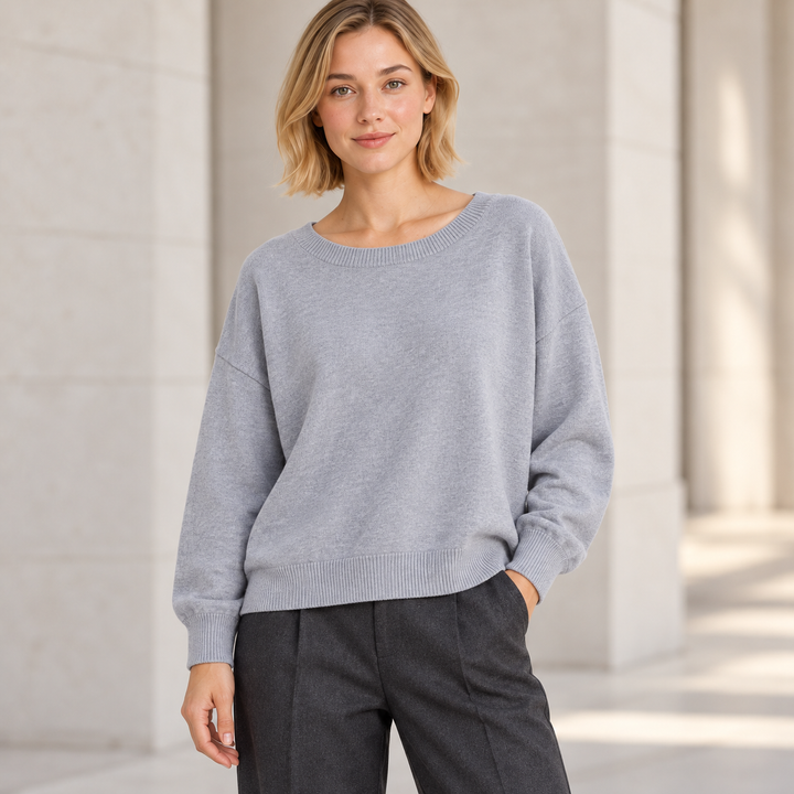 VISSONG Women’s Relaxed Wide-Neck Drop-Shoulder Sweater