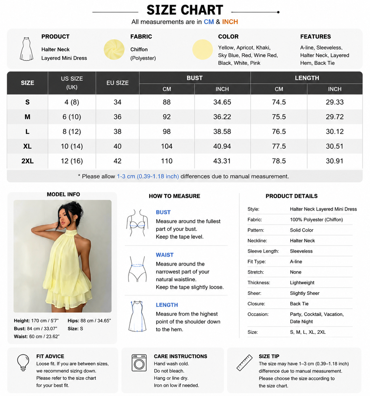 Women's Chiffon Halter Neck Layered Mini Dress