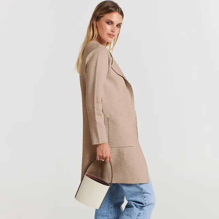 VISSONG Women’s Wide-Lapel Open-Front Pocket Coat