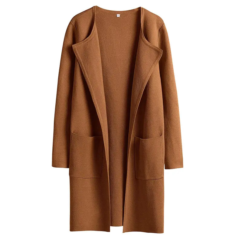 VISSONG Women’s Wide-Lapel Open-Front Pocket Coat