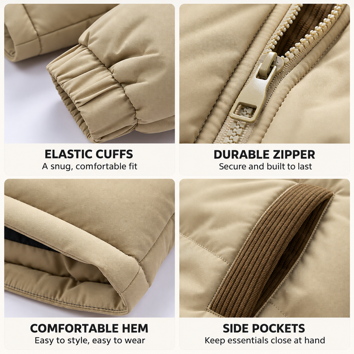 VISSONG Women’s Corduroy-Panel Hooded Puffer Jacket