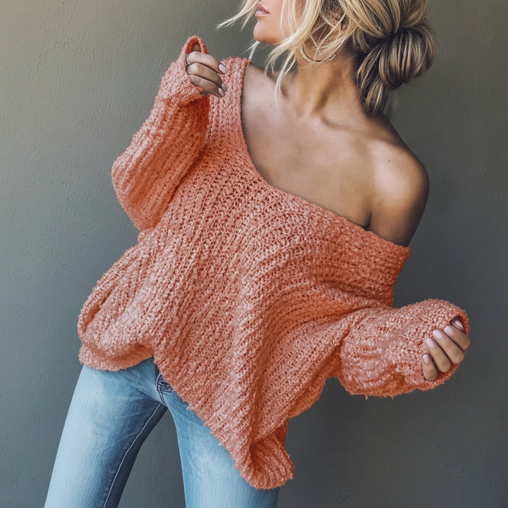 VISSONG Women’s Three-Way Neckline Textured Knit Sweater