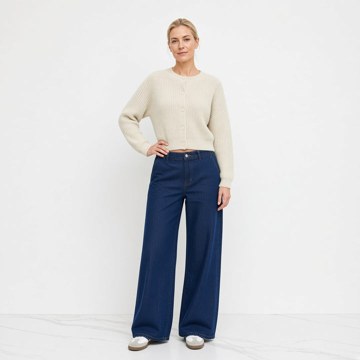 VISSONG Women’s Soft Textured Button-Front Cropped Cardigan