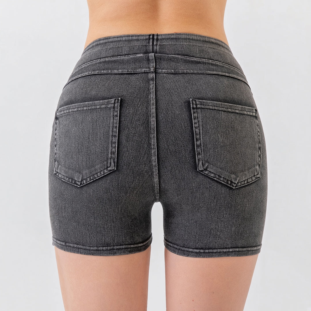 VISSONG Women’s High-Waist Pull-On Stretch Denim Shorts