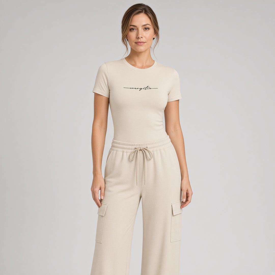 VISSONG Women’s Bodysuit &amp; Wide-Leg Cargo Pants Set