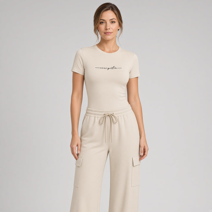 VISSONG Women’s Bodysuit &amp; Wide-Leg Cargo Pants Set