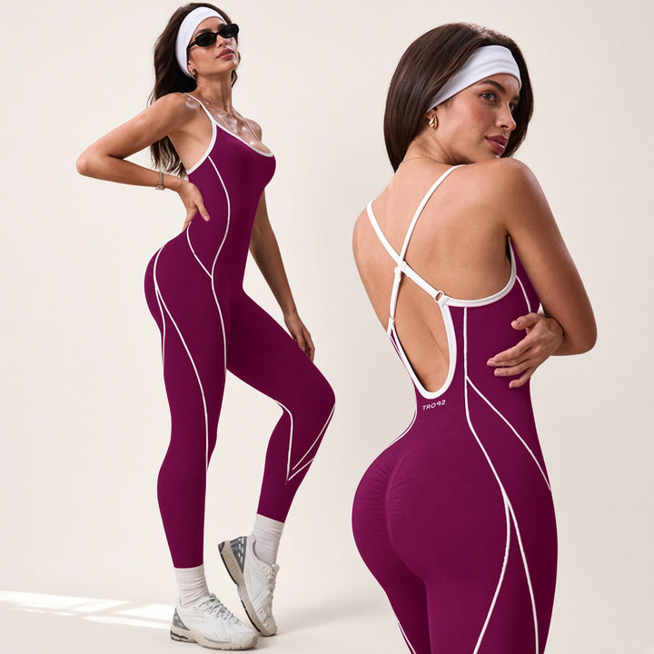 Contrast Trim Athletic Jumpsuit