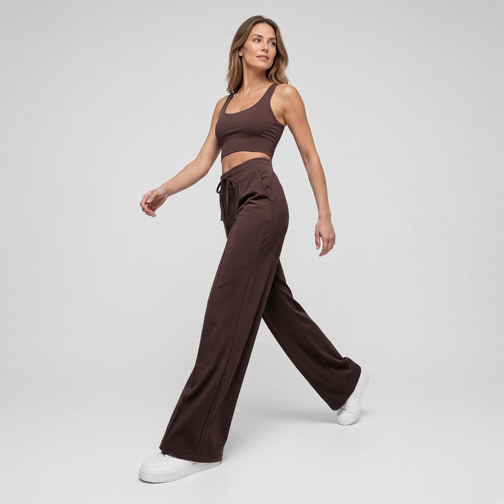 VISSONG Women’s Drawstring Front-Seam Wide-Leg Pants