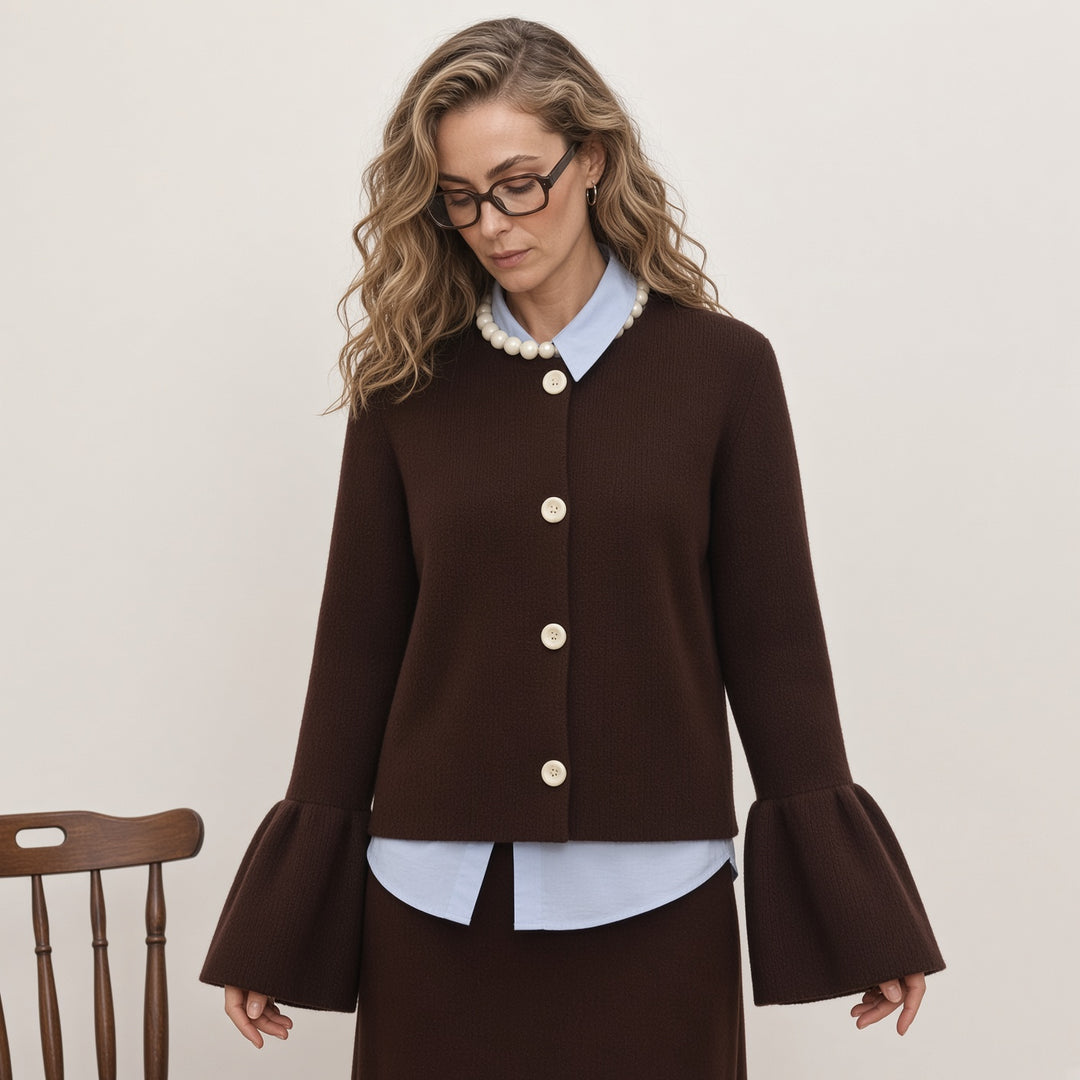 VISSONG Women’s Bell Sleeve Button-Front Knit Cardigan