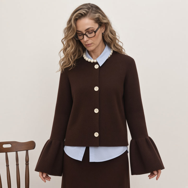 VISSONG Women’s Bell Sleeve Button-Front Knit Cardigan