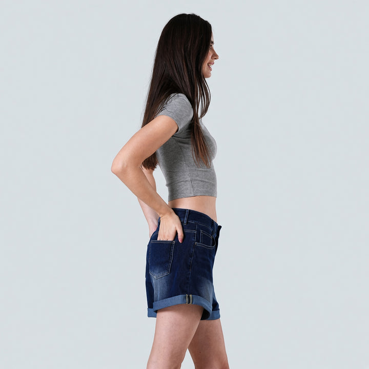 VISSONG Women’s High-Rise Cuffed Denim Shorts