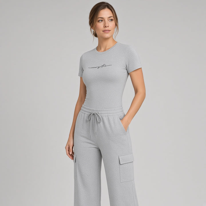 VISSONG Women’s Bodysuit &amp; Wide-Leg Cargo Pants Set