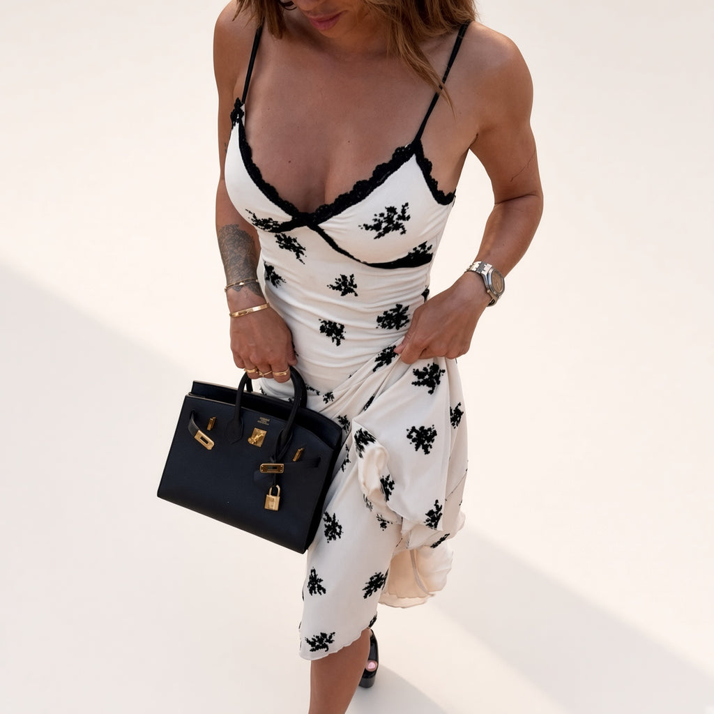 Lace-Trim Floral Slip Maxi Dress