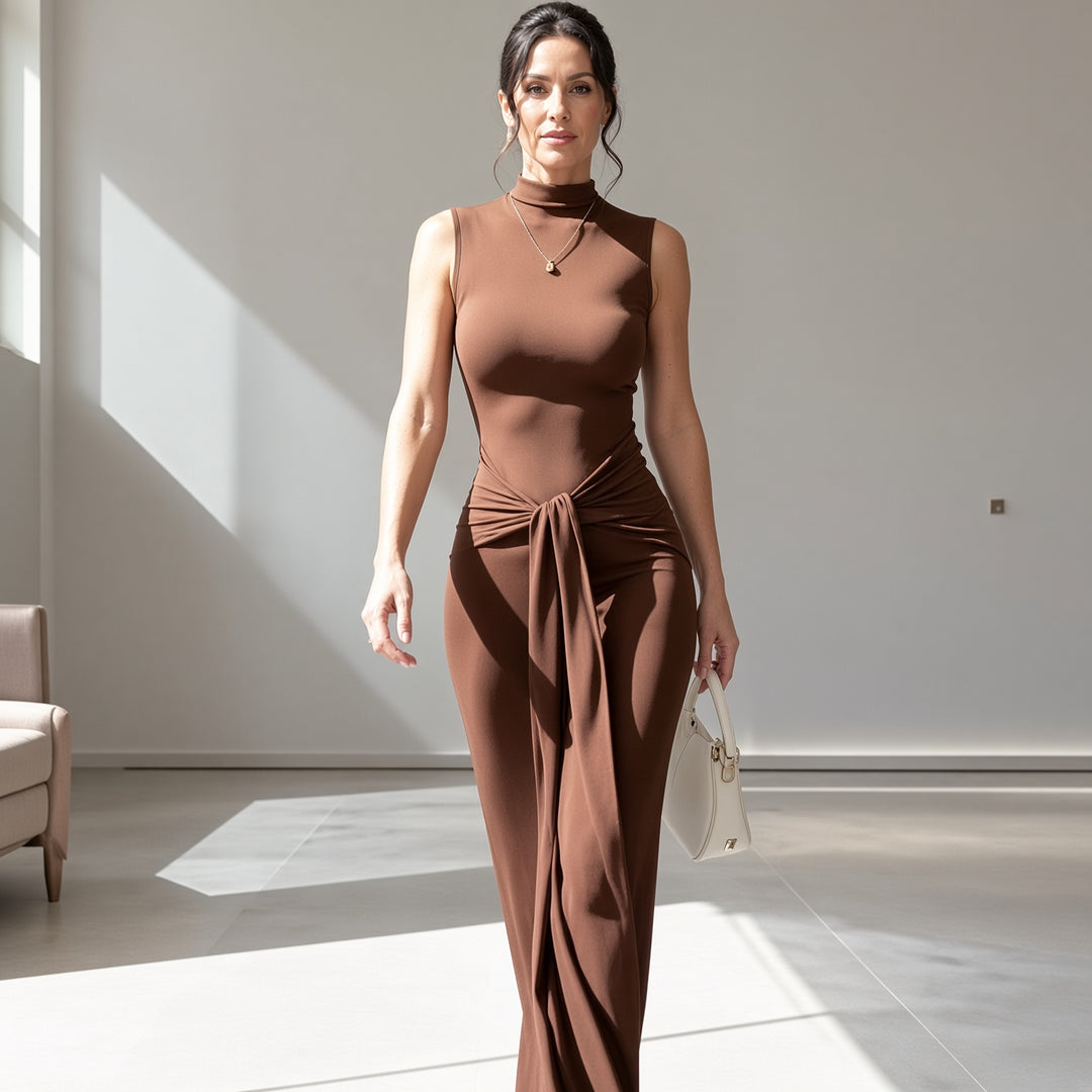 VISSONG Women’s Sculpted Ruched Sleeveless Maxi Dress