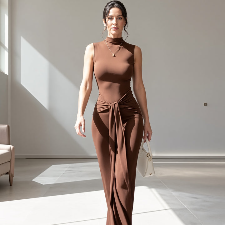 VISSONG Women’s Sculpted Ruched Sleeveless Maxi Dress