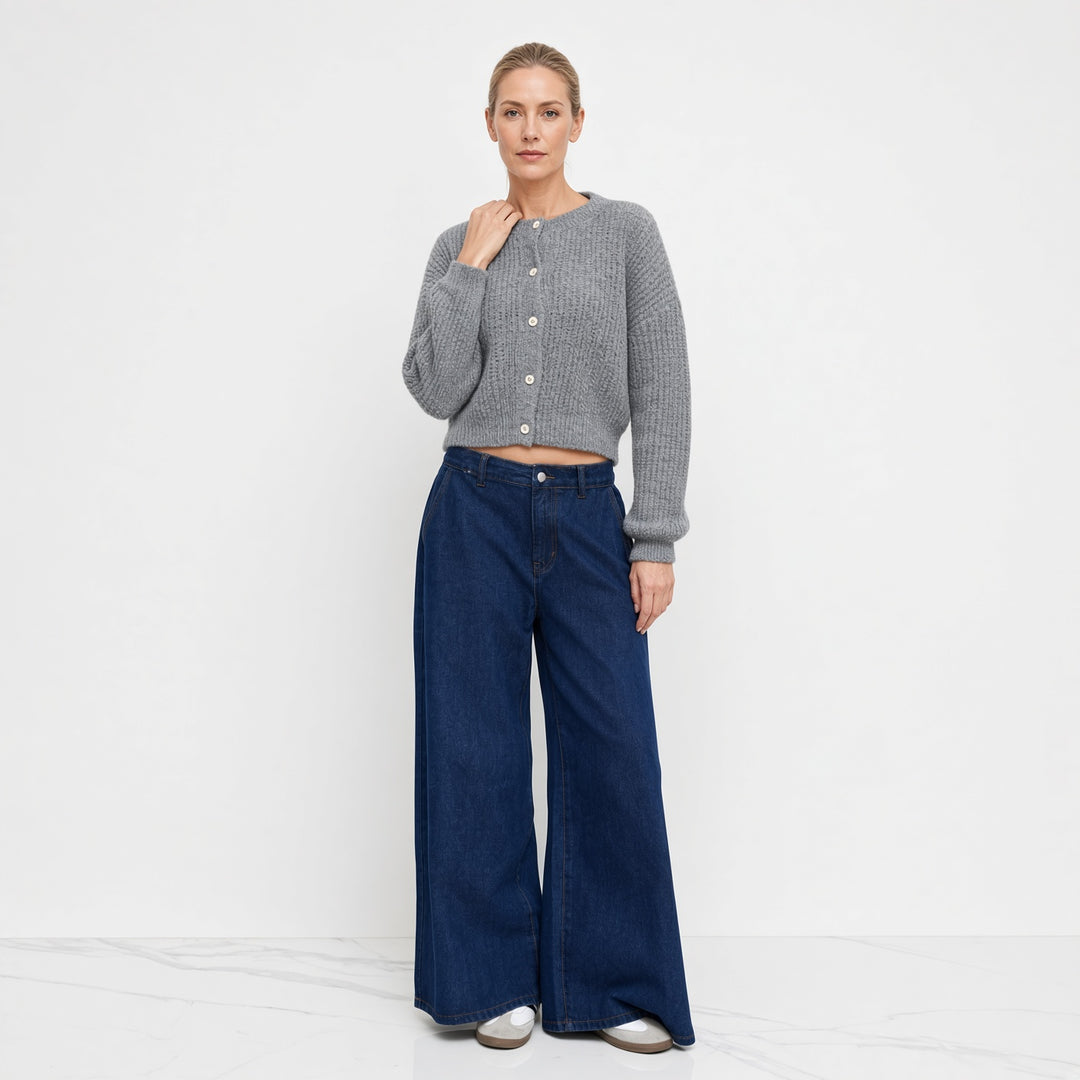 VISSONG Women’s Soft Textured Button-Front Cropped Cardigan