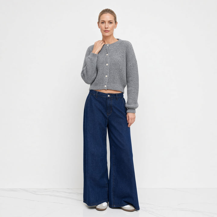 VISSONG Women’s Soft Textured Button-Front Cropped Cardigan