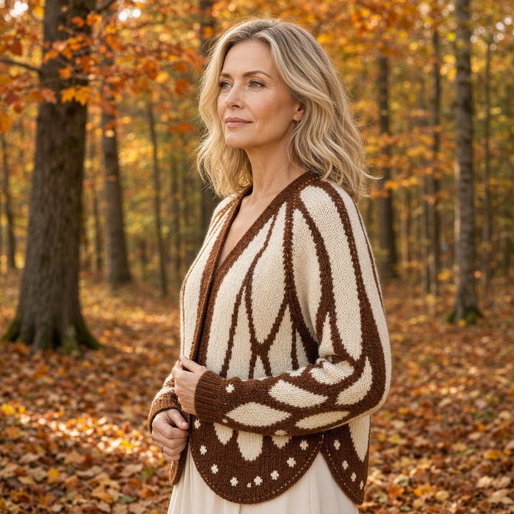 VISSONG Butterfly Wing Pattern Open-Front Knit Cardigan