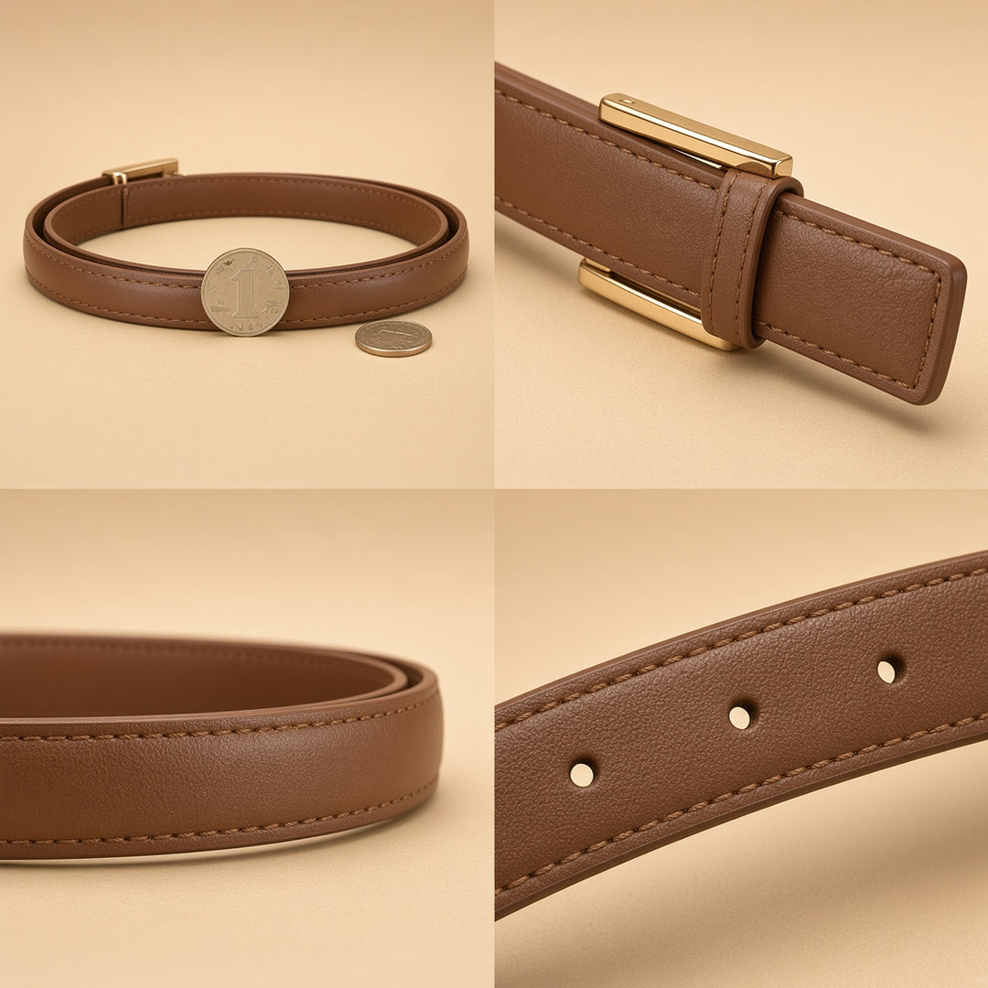 VISSONG Chic Matte Gold Buckle Waist Belt