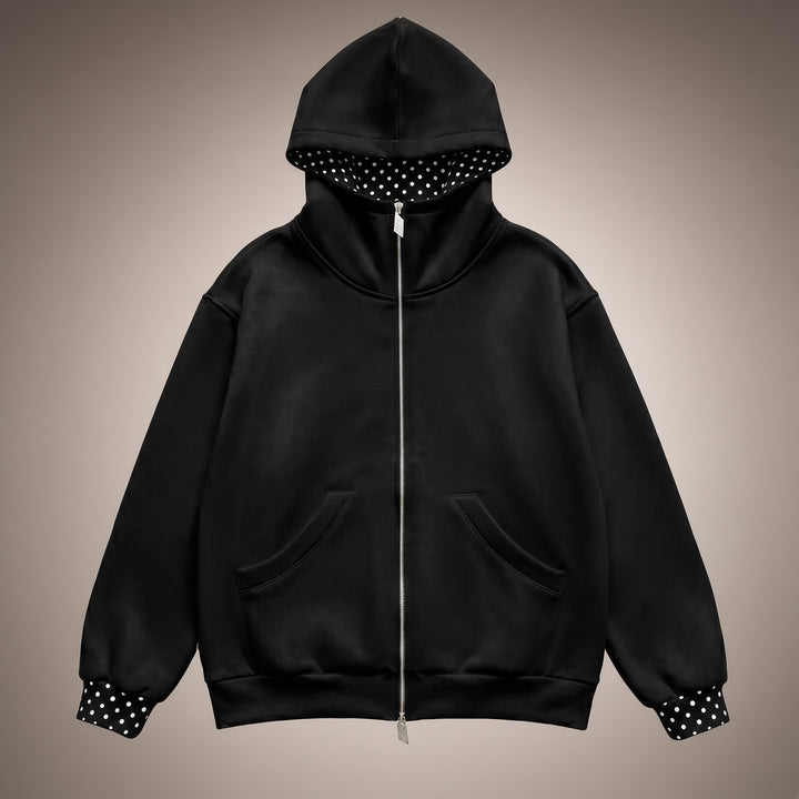 Women’s Polka Dot Trim Zip-Up Hoodie &amp; Wide-Leg Pants Set