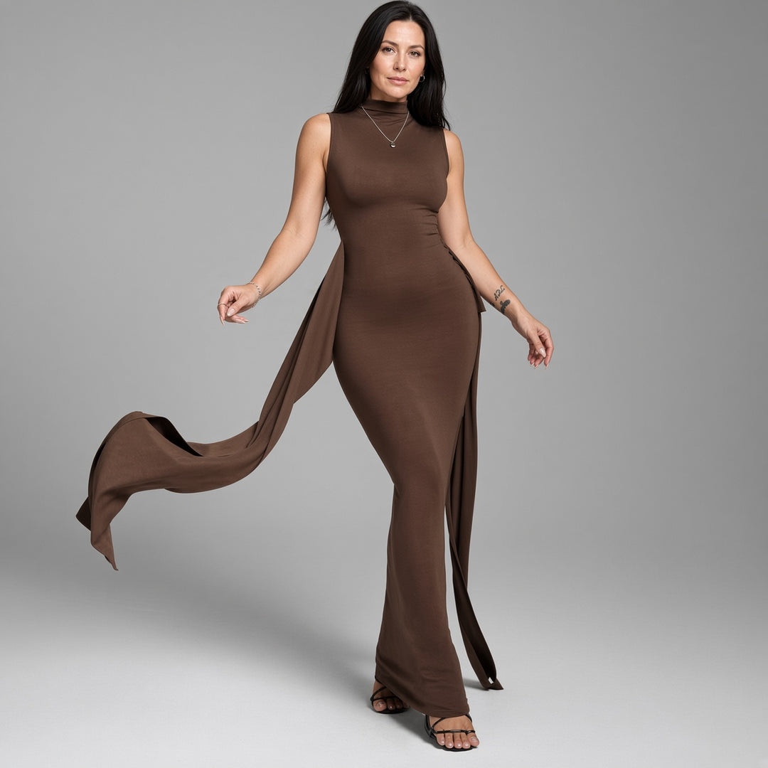 VISSONG Women’s Sculpted Ruched Sleeveless Maxi Dress