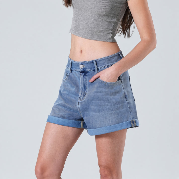 VISSONG Women’s High-Rise Cuffed Denim Shorts