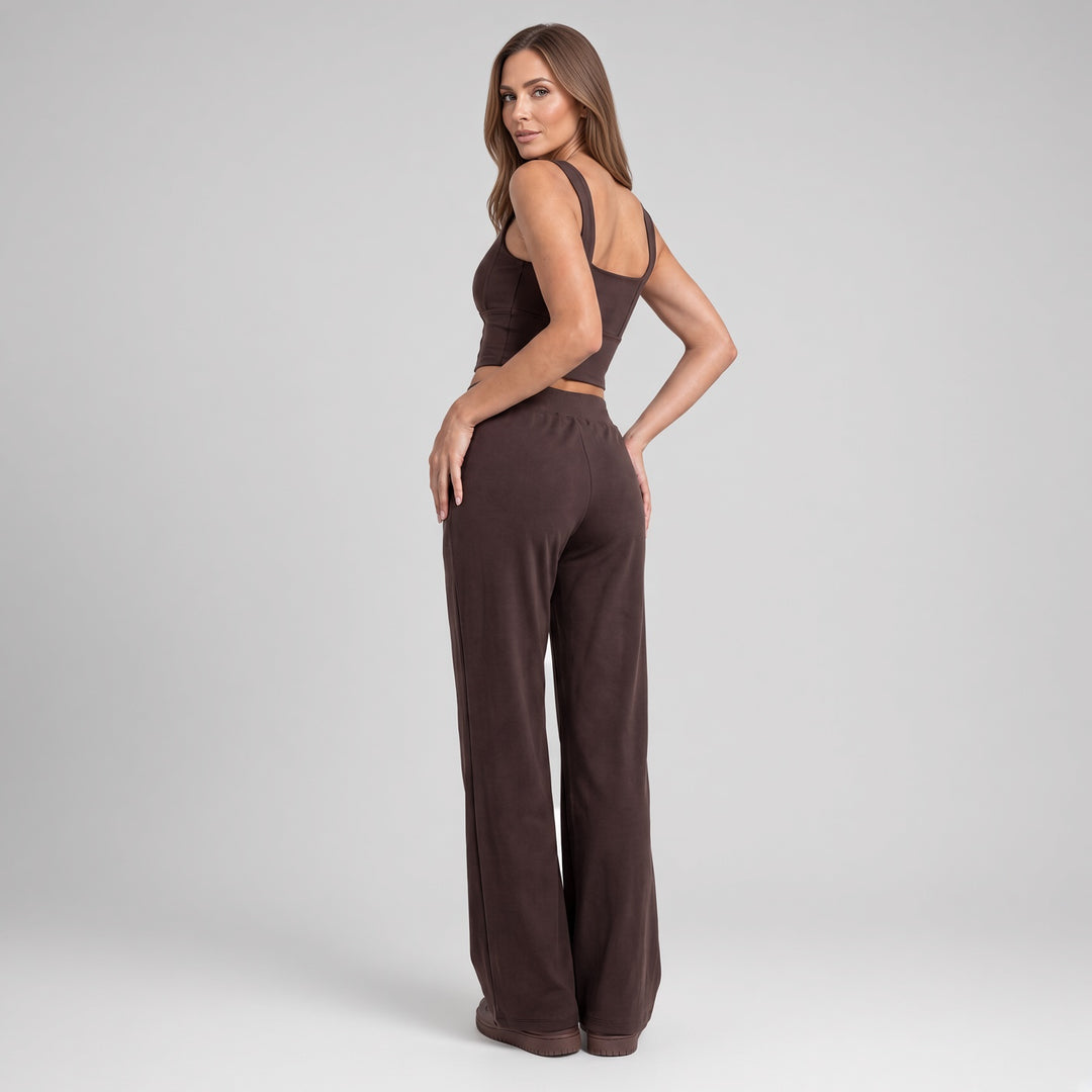 VISSONG Women’s Drawstring Front-Seam Wide-Leg Pants