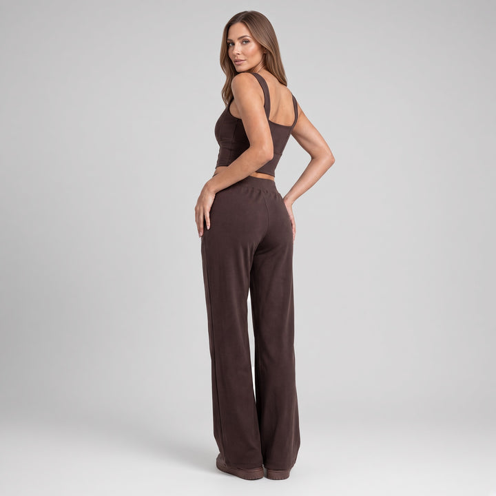 VISSONG Women’s Drawstring Front-Seam Wide-Leg Pants
