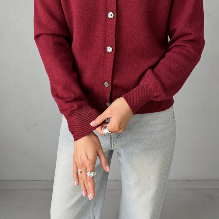 VISSONG Women’s Classic Crew-Neck Button Cardigan