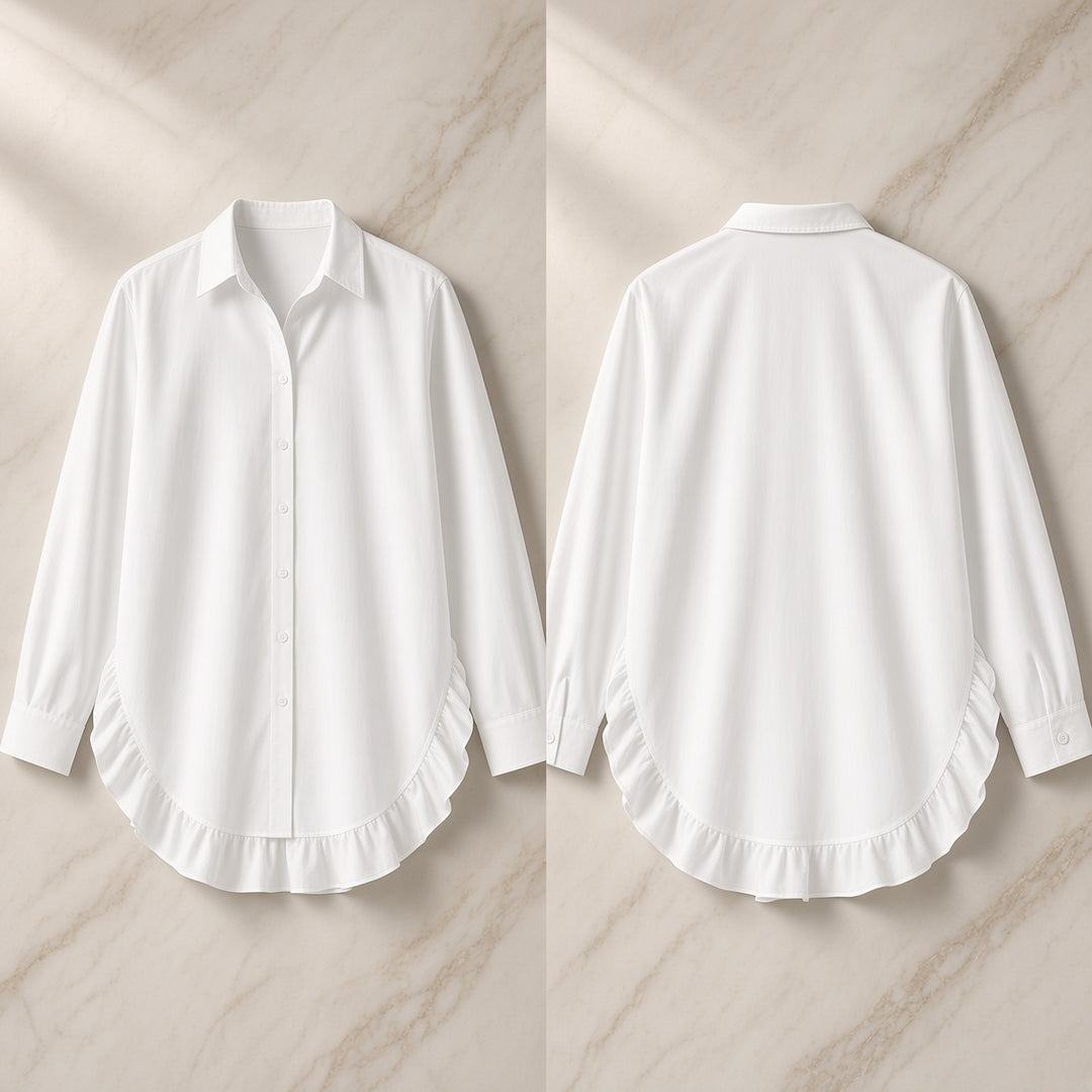 Women’s Ruffle-Trim Balloon-Sleeve Mini Shirt Dress