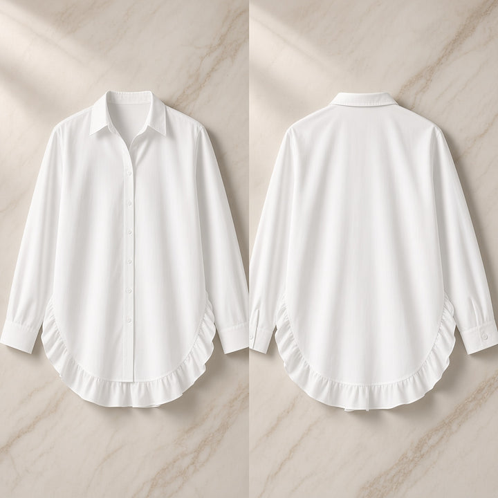 Women’s Ruffle-Trim Balloon-Sleeve Mini Shirt Dress