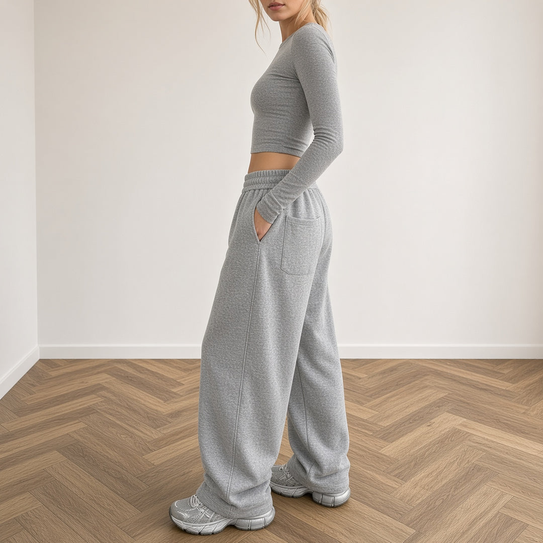 VISSONG Curved-Seam Wide-Leg Sweatpants